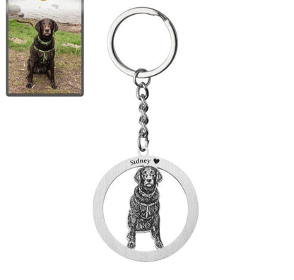 Circle dog silhouette key ring